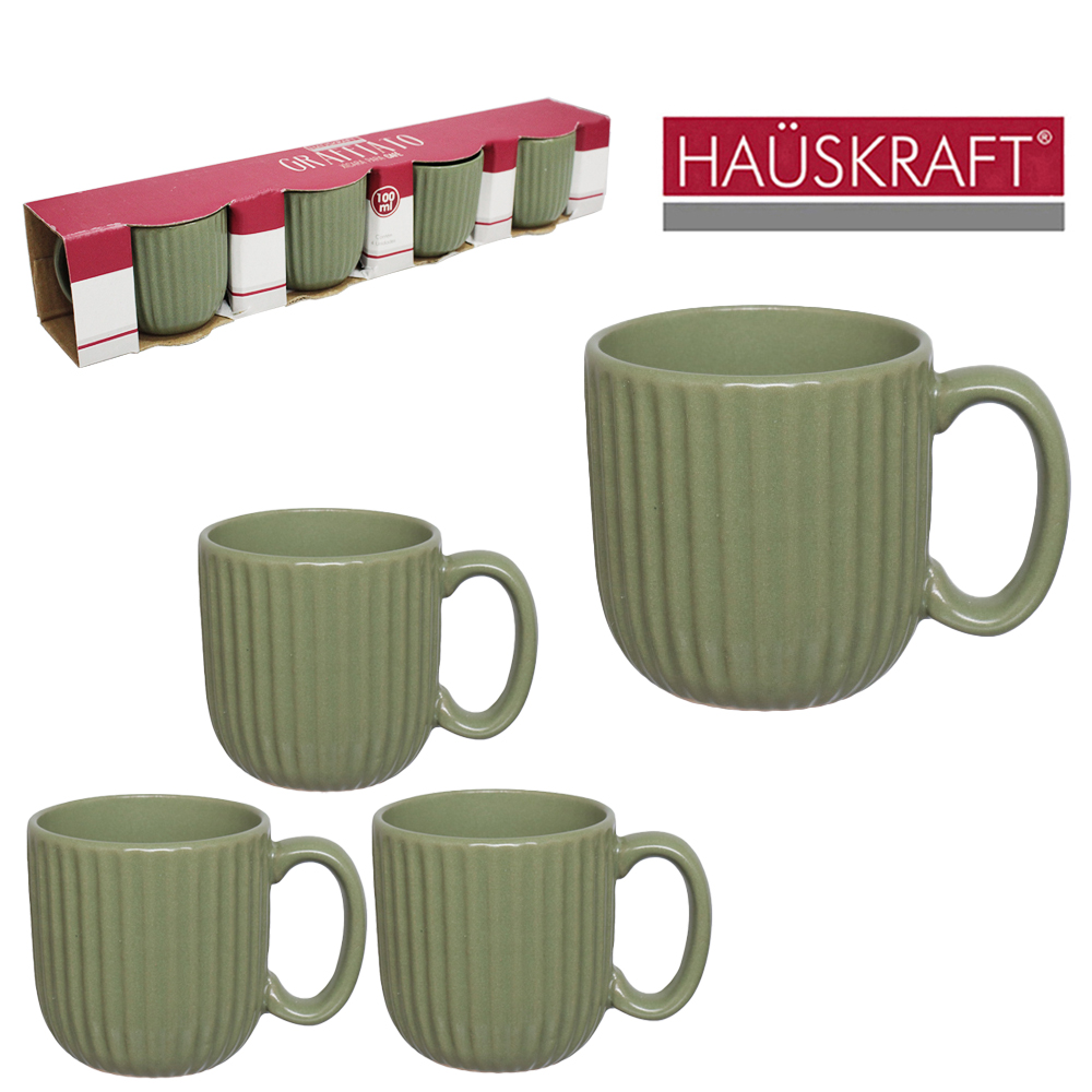 JOGO DE XICARA DE PORCELANA PARA CAFE GRAFFIATO VERDE HAUSKRAFT COM 4 PECAS 100ML