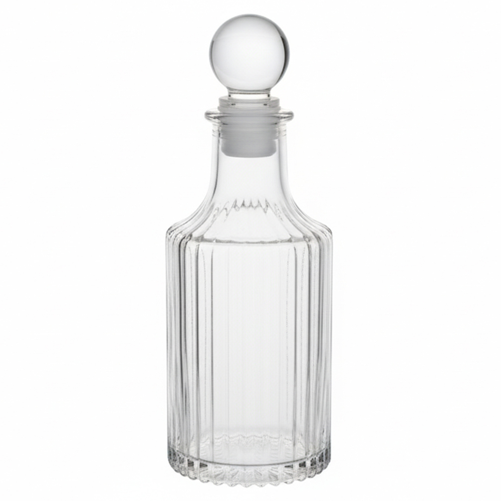 GARRAFA DECORATIVA DE VIDRO COM TAMPA 180ML