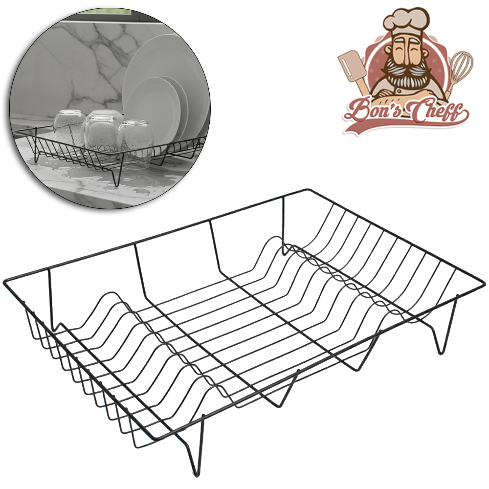 ESCORREDOR SECADOR DE PRATOS ARAMADO BLACK 48,5X31X8,5CM BONS CHEFF
