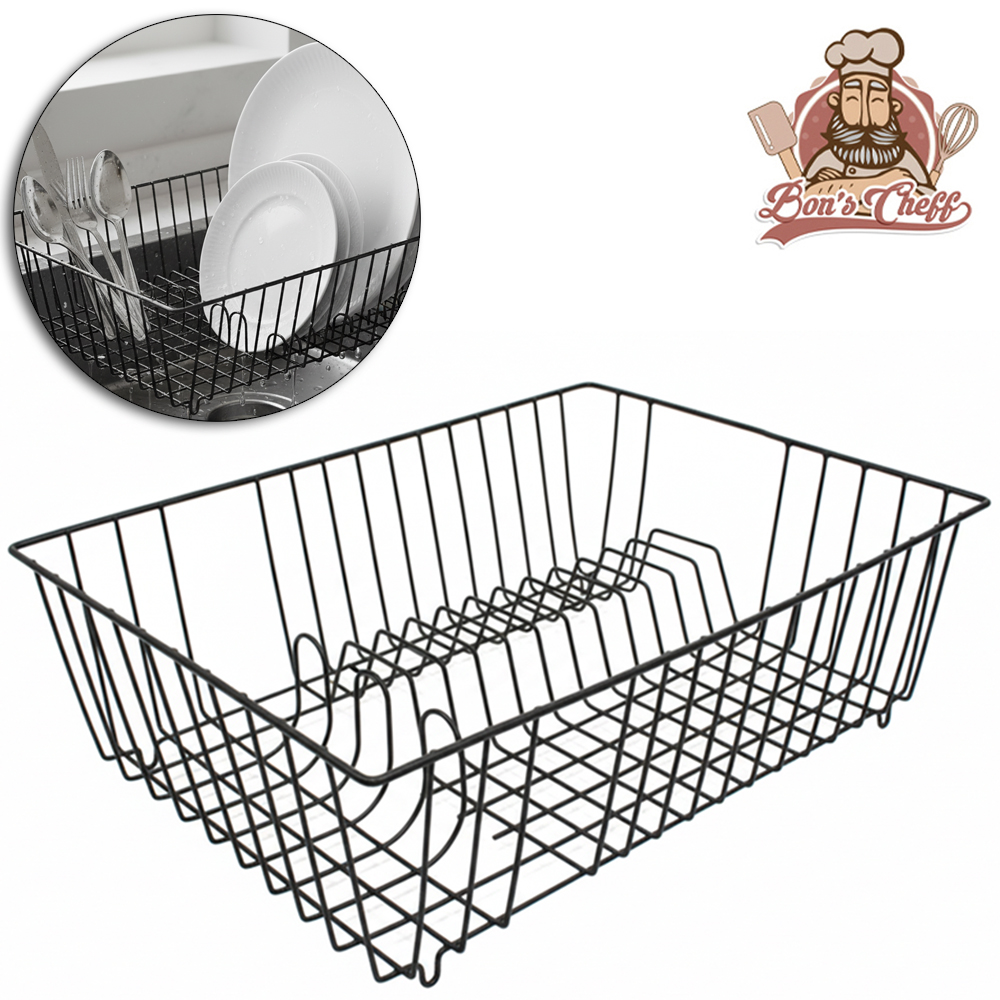 ESCORREDOR SECADOR DE PRATOS / TALHER ARAMADO CAMA ALTO EMBORRACHADO BLACK 44,5X32,5X13CM BONS CHEFF