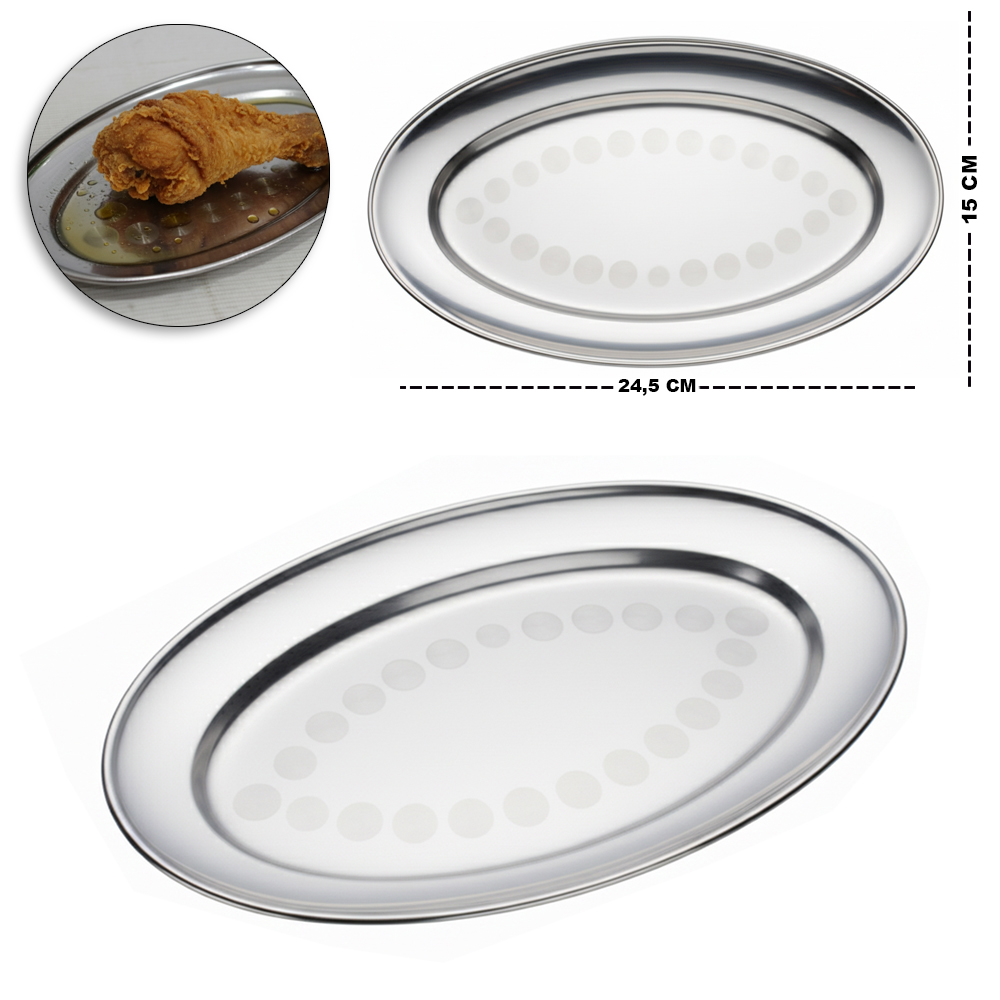 TRAVESSA DE INOX OVAL RASA 24,5X15CM
