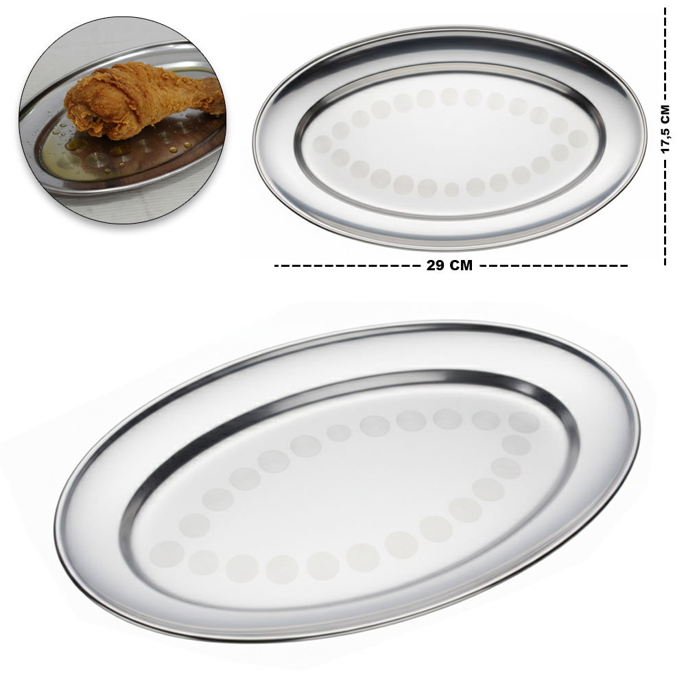 TRAVESSA DE INOX OVAL RASA 29X17,5CM
