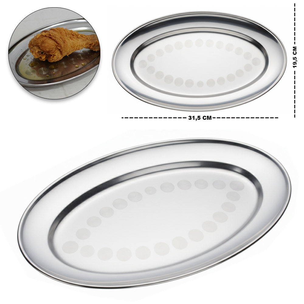TRAVESSA DE INOX OVAL RASA 31,5X19,5CM