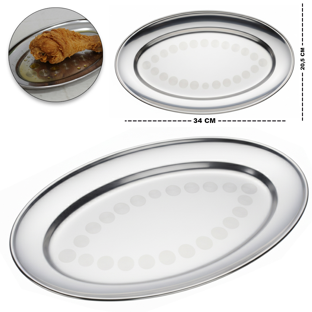 TRAVESSA DE INOX OVAL RASA 34X20,5CM