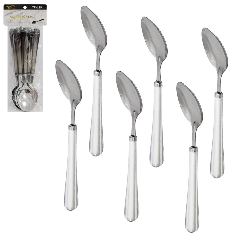 COLHER DE MESA DE INOX CABO ACRILICO COM 6 PECAS TOP CASA 19CM