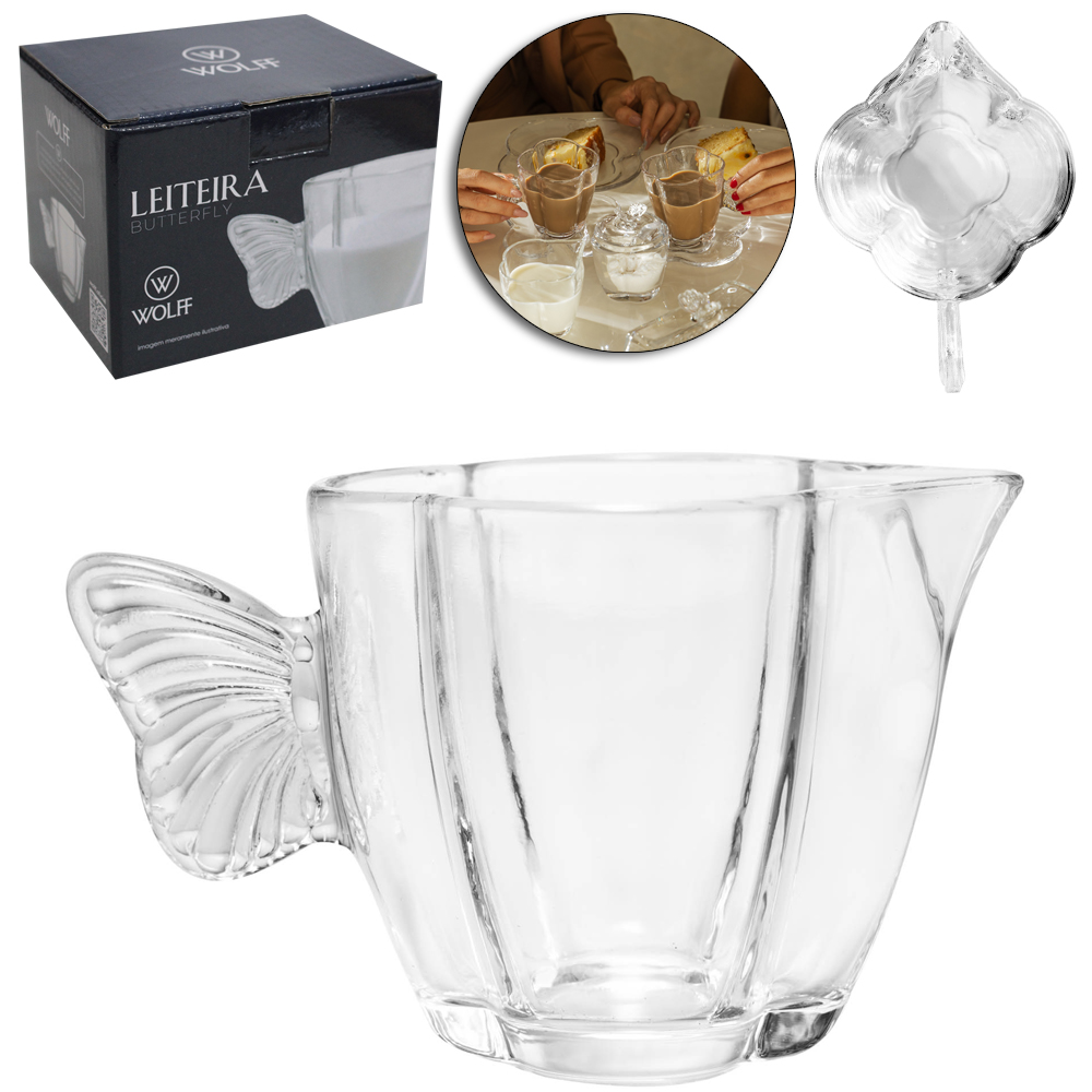 LEITEIRA DE VIDRO BUTTERFLY 230ML WOLFF