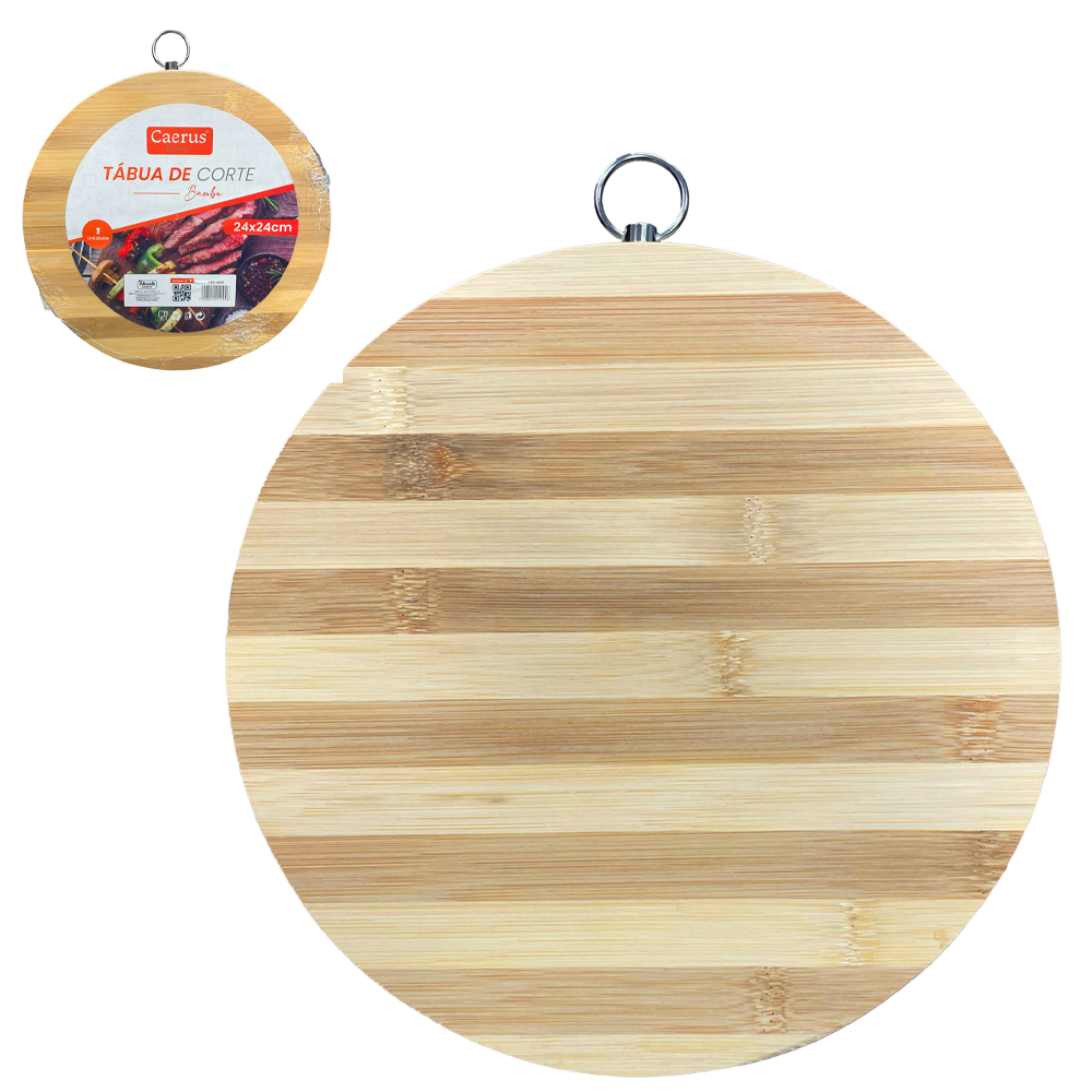 TABUA DE CORTE DE BAMBU MULTIUSO REDONDA 24CM DE Ø CAERUS HOME