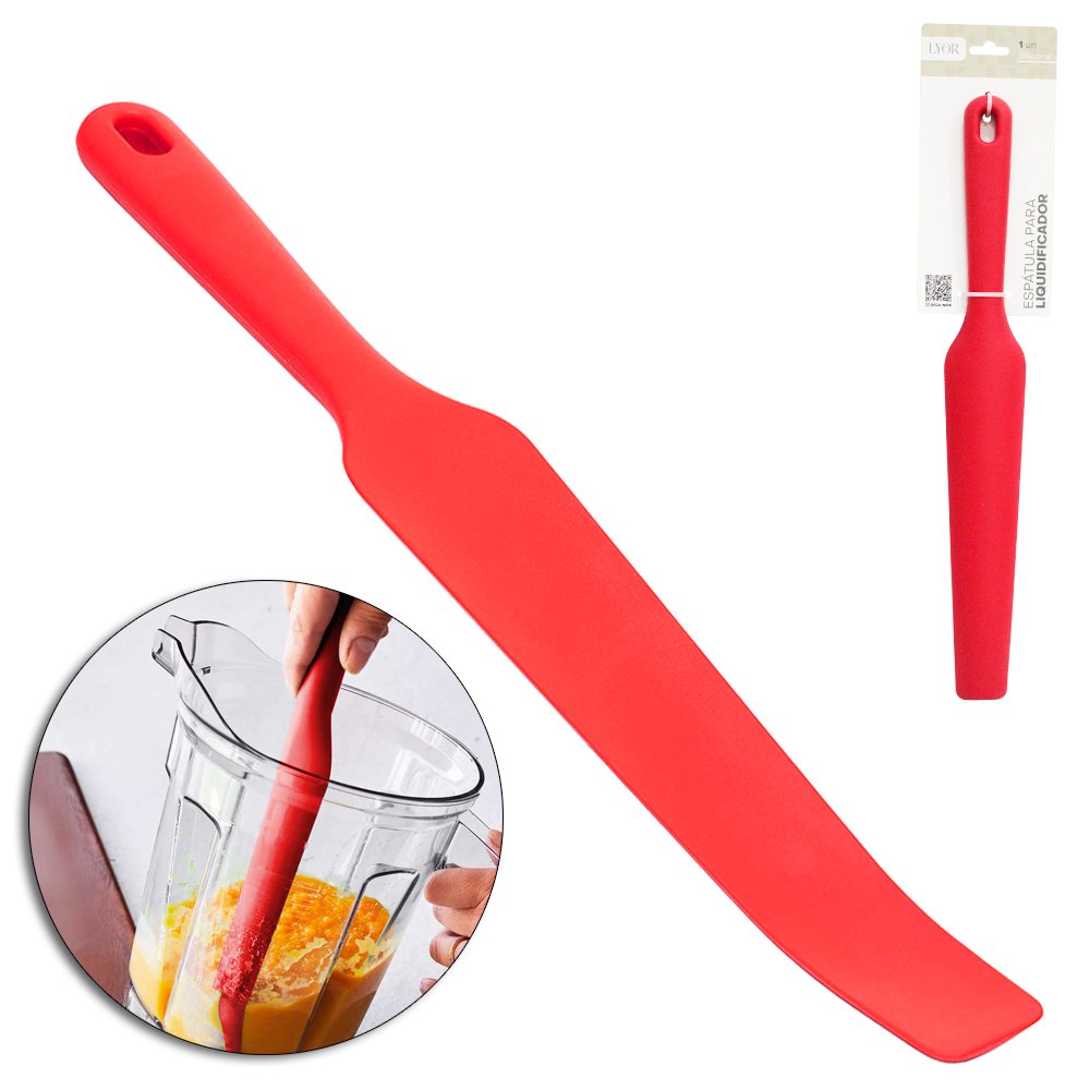 ESPATULA DE SILICONE PARA LIQUIDIFICADOR MULTIUSO VERMELHO 32X4,5CM