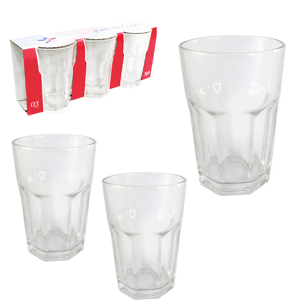 JOGO DE COPO DE VIDRO CASA BLANCA COM 3 PECAS 360ML