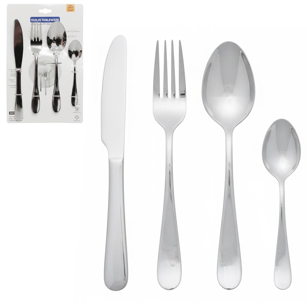 CONJUNTO DE TALHERES / FAQUEIRO DE INOX COM 4 PECAS