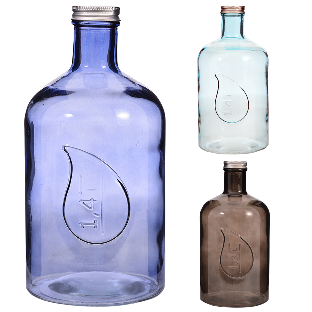 GARRAFA DE AGUA DE VIDRO WATER COM TAMPA DE INOX 1400ML