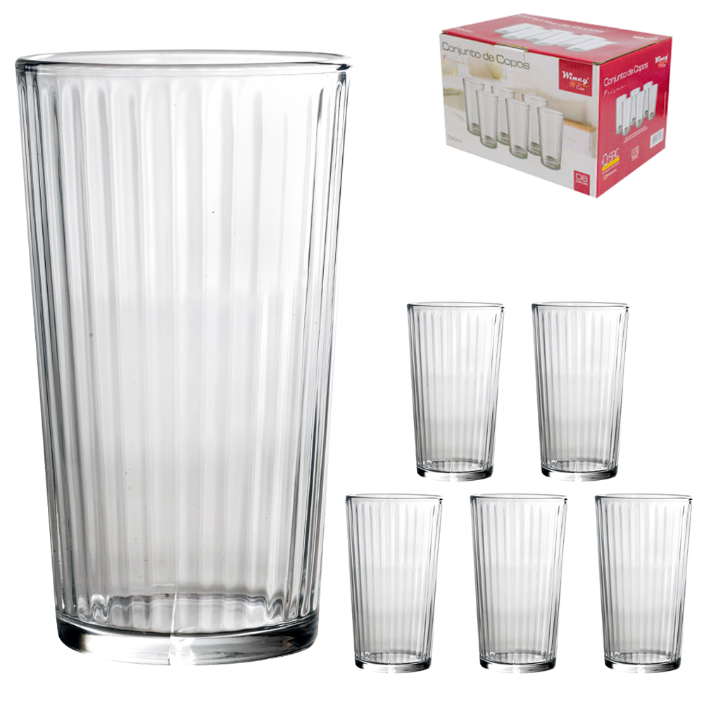 JOGO DE COPO DE VIDRO PRISMA COM 6 PECAS 330ML