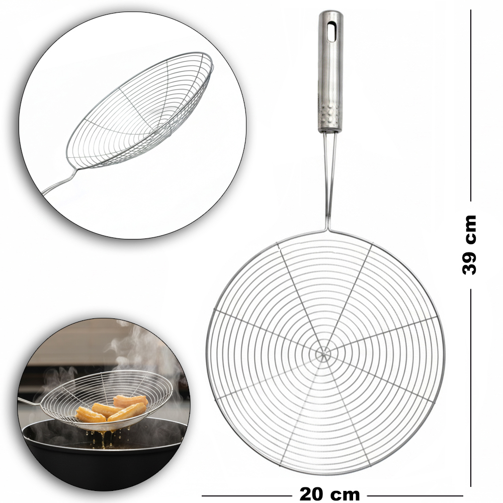 ESCUMADEIRA DE INOX ARAMADA PARA FRITURA 39X20CM DE Ø