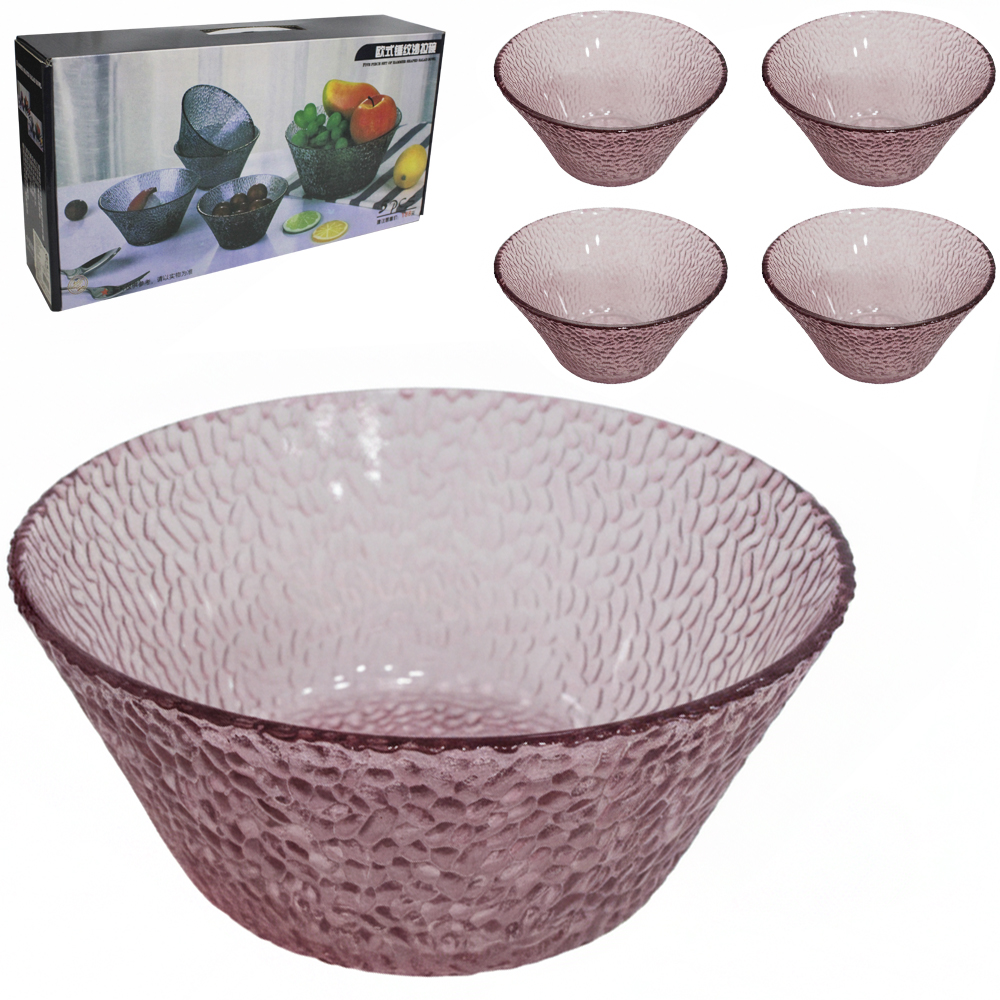 JOGO DE TIGELA DE VIDRO REDONDA PARA SOBREMESA COM 5 PECAS 1200/270ML