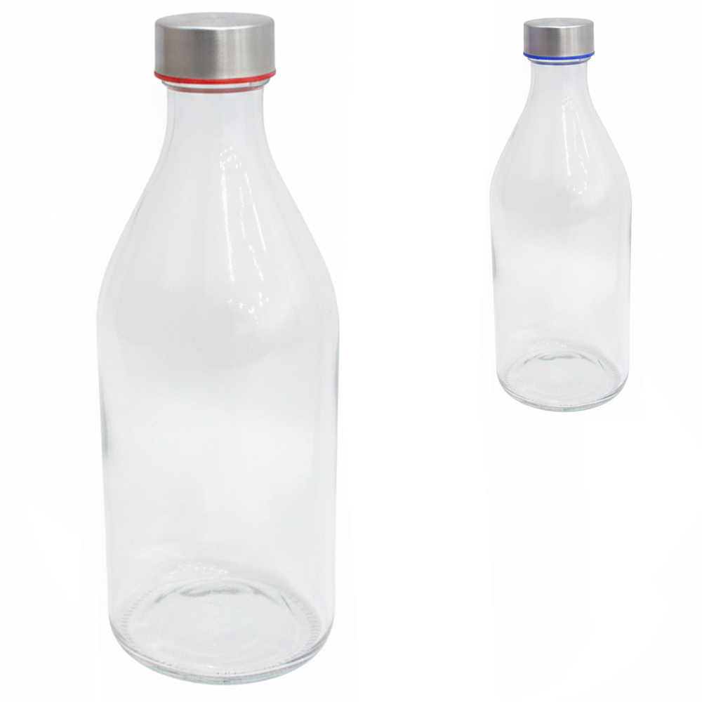 GARRAFA DE AGUA DE VIDRO COM TAMPA DE INOX 1000ML