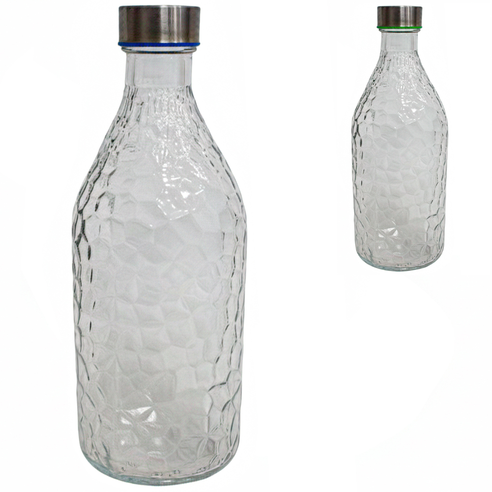 GARRAFA DE AGUA DE VIDRO COM TAMPA DE INOX 1000ML