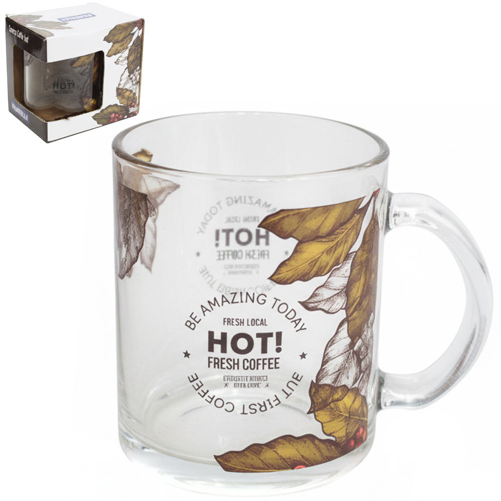 CANECA XICARA DE VIDRO COFFEE HOT 310ML 