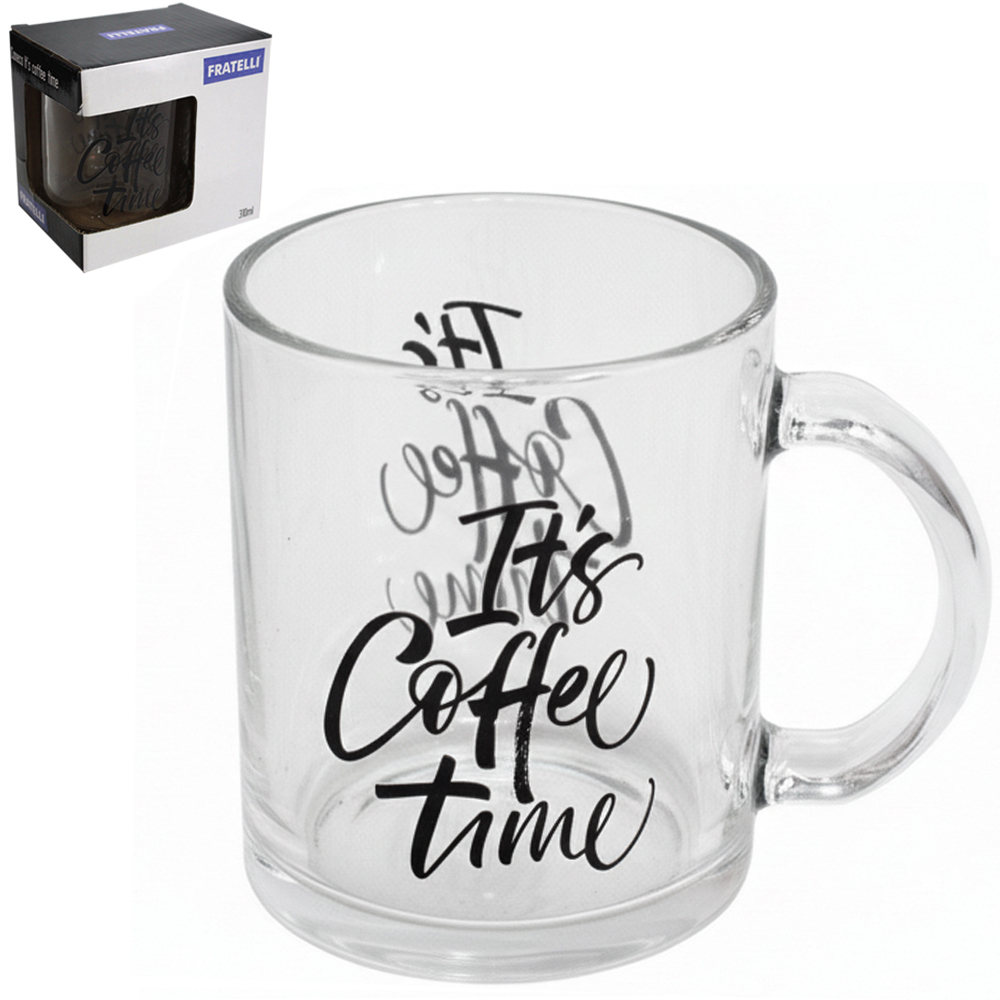 CANECA XICARA DE VIDRO COFFEE TIME 310ML