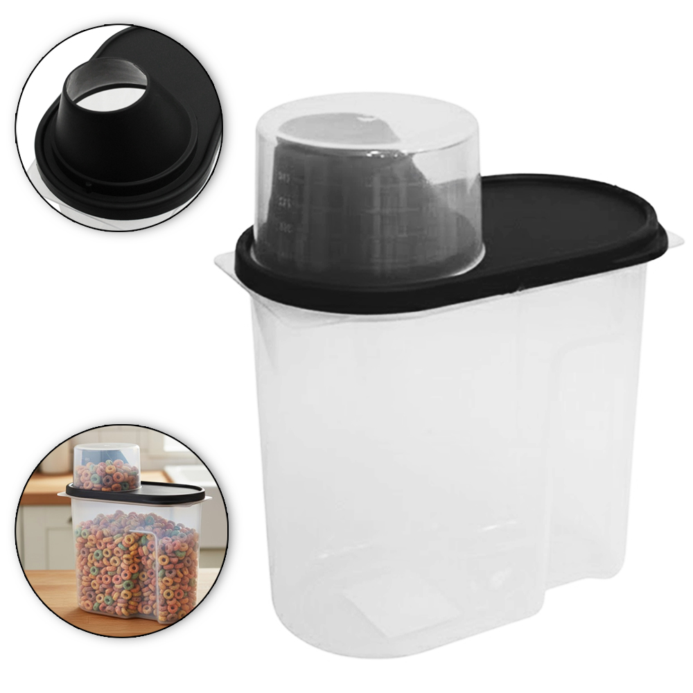DISPENSER PORTA CEREAL DE PLASTICO COM COPO TAMPA 1800/180ML