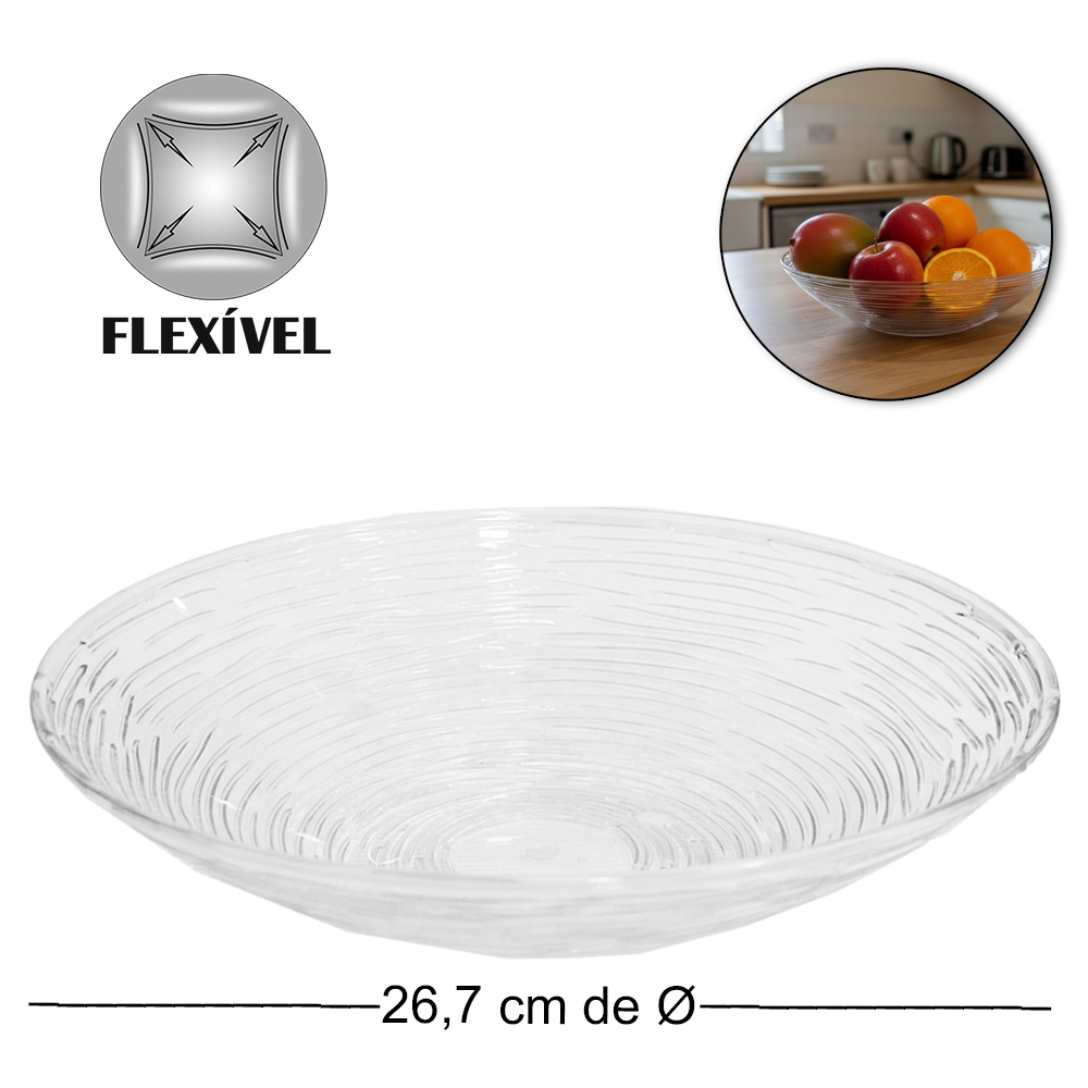 FRUTEIRA DE MESA DE PLASTICO PET FLEXIVEL REDONDA FACILE 6X26,7CM DE Ø