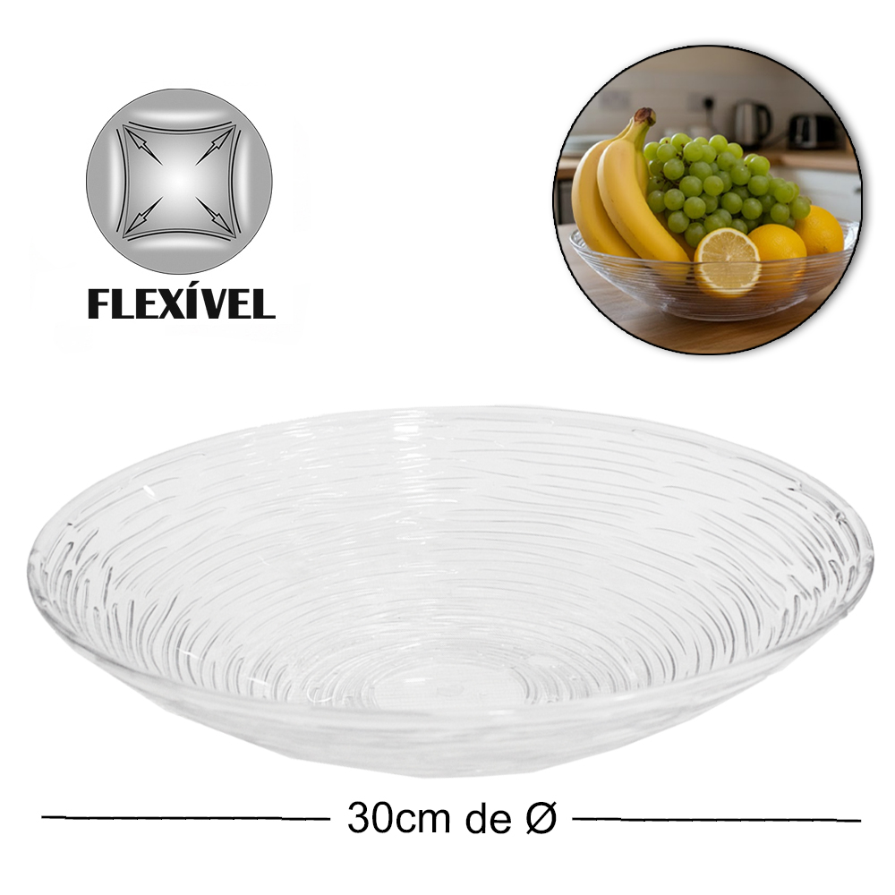 FRUTEIRA DE MESA DE PLASTICO PET FLEXIVEL REDONDA 6,8X30CM DE Ø