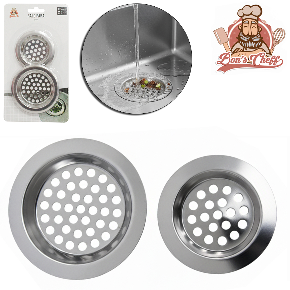 RALO PARA PIA DE INOX COM 2 PECAS 7 / 6 CM DE Ø NA CARTELA
