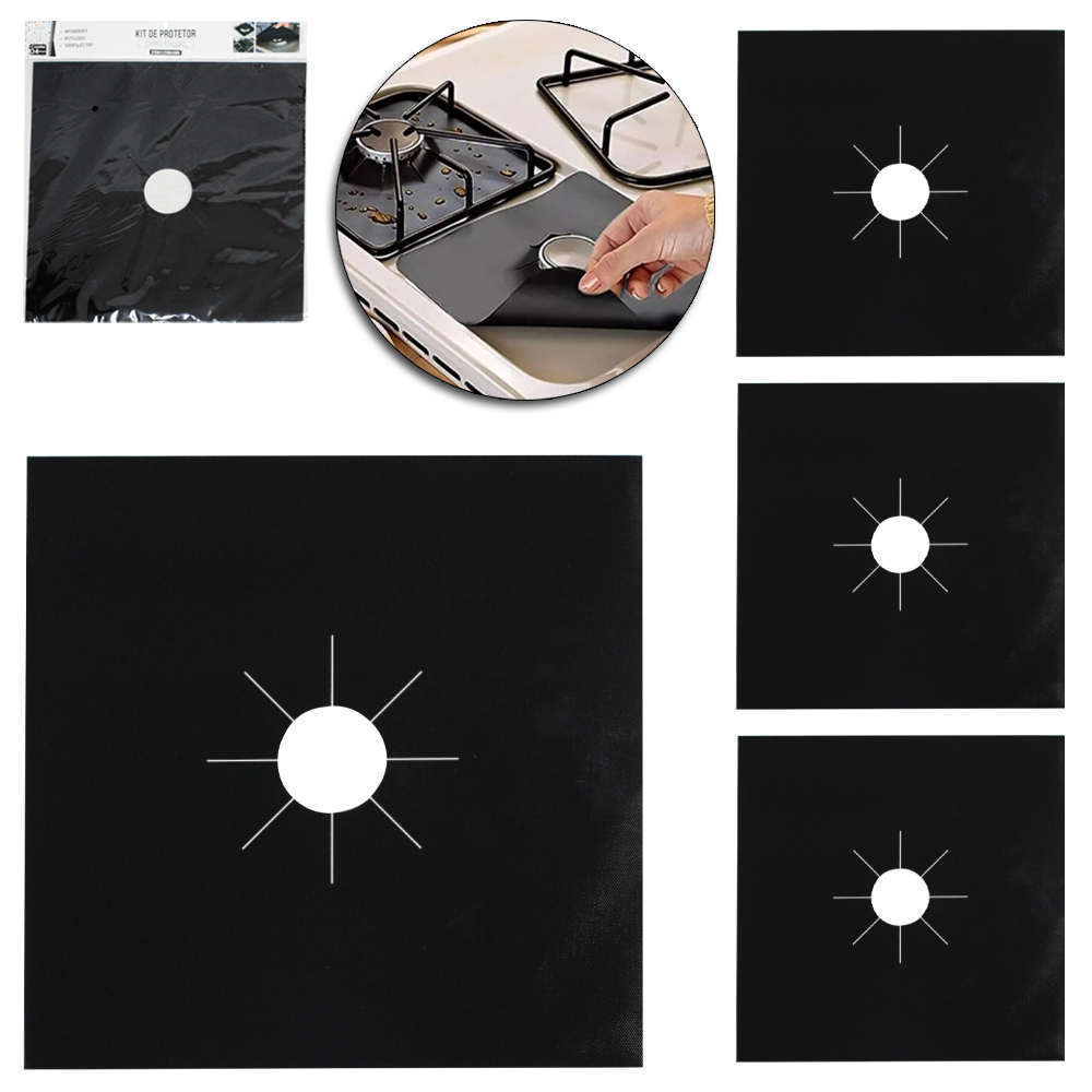 PROTETOR DE FOGAO REUTILIZAVEL ANTIADERENTE COM 4 PECAS 27X27CM