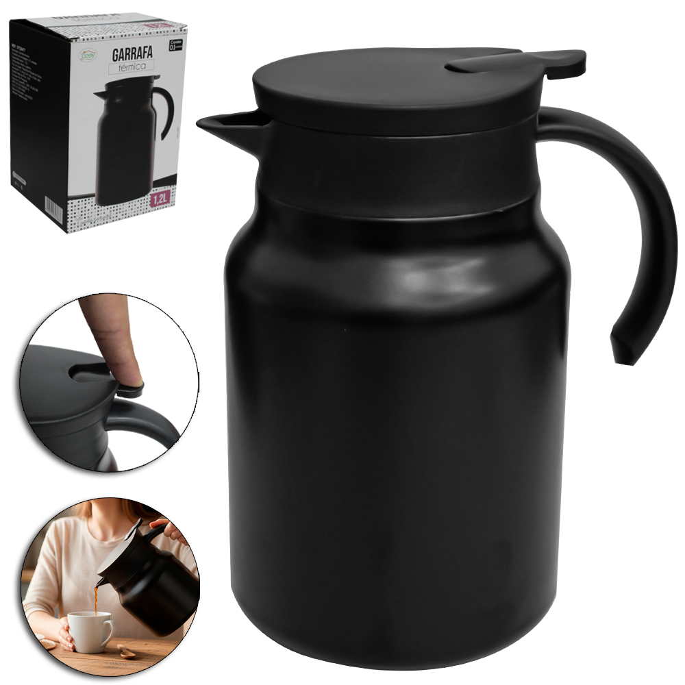 GARRAFA TERMICA DE INOX COM INFUSOR 1,2L