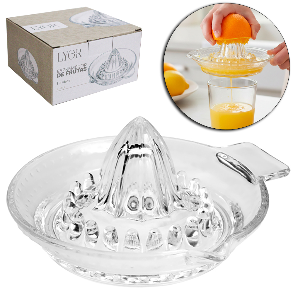 ESPREMEDOR DE FRUTAS DE VIDRO CRISTAL 14X13,5X7CM