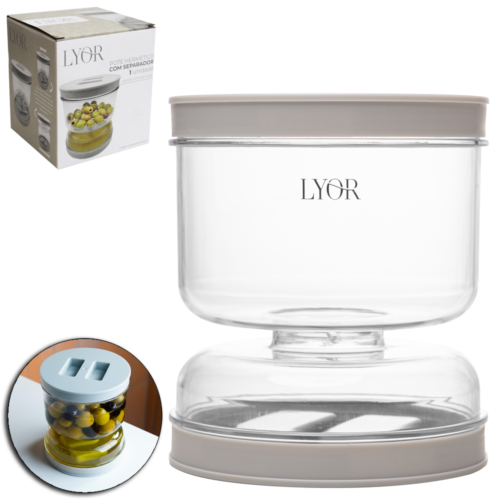 POTE DE PLASTICO PARA CONSERVAS COM SEPARADOR COM TAMPA HERMETICA 800ML