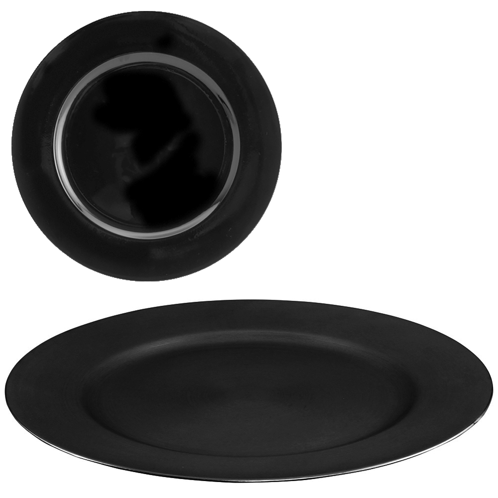 SOUSPLAT DE PLASTICO REDONDO OPALA PRETO 33CM DE Ø