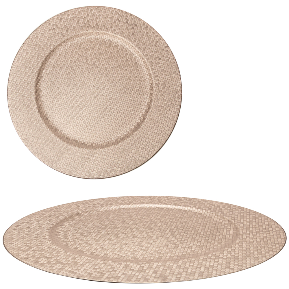 SOUSPLAT DE PLASTICO REDONDO SHINE CHAMPANHE 33CM DE Ø