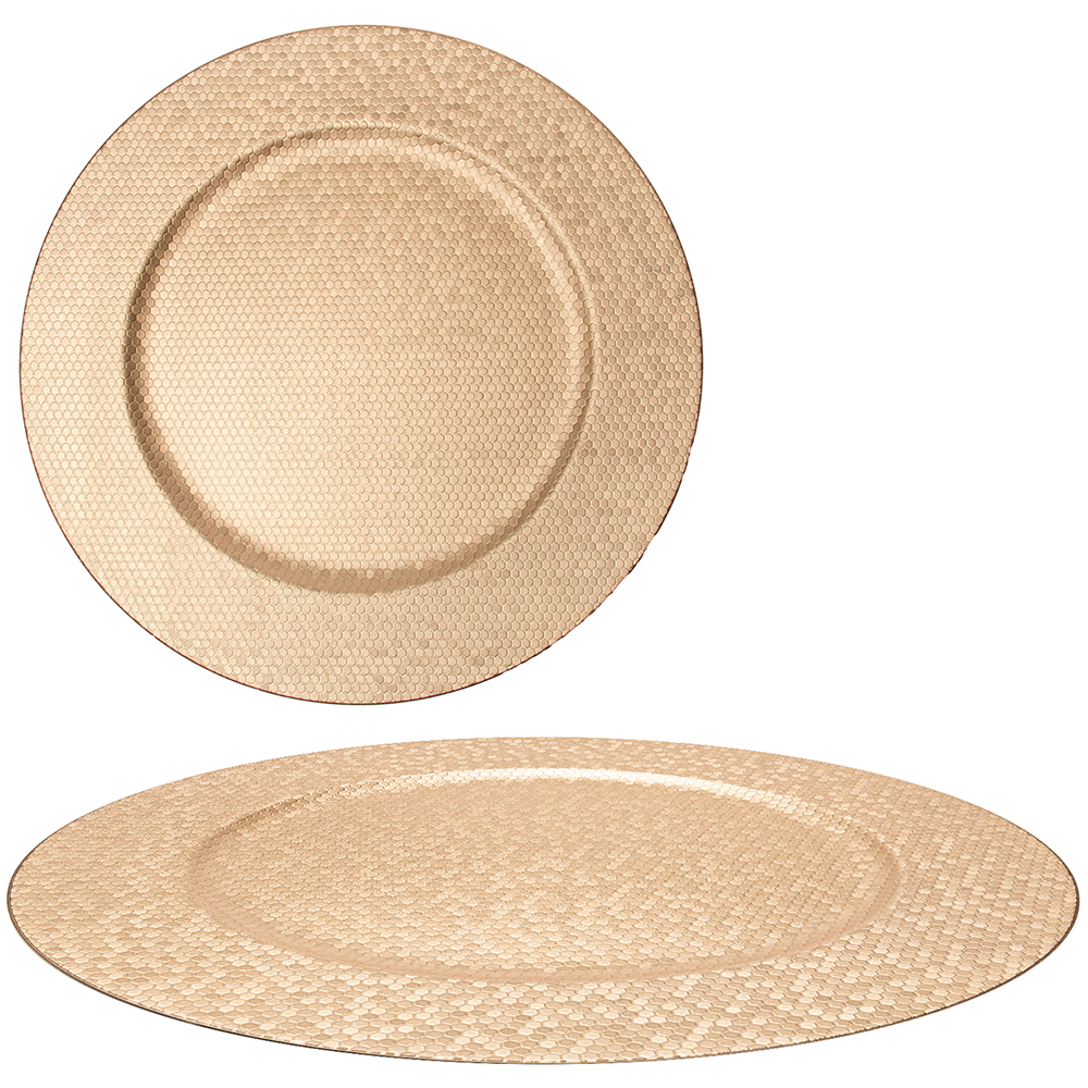 SOUSPLAT DE PLASTICO REDONDO SHINE DOURADO 33CM DE Ø