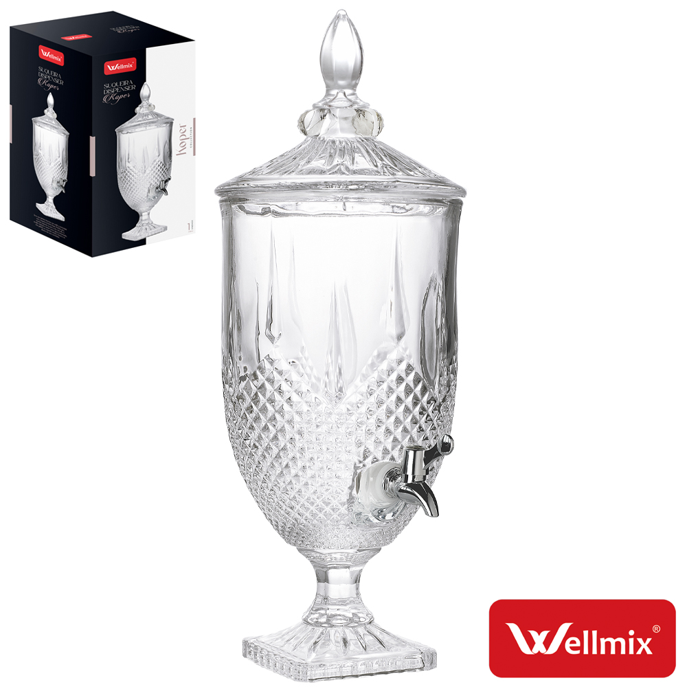 SUQUEIRA DISPENSER DE VIDRO COM BASE KOPER 5L