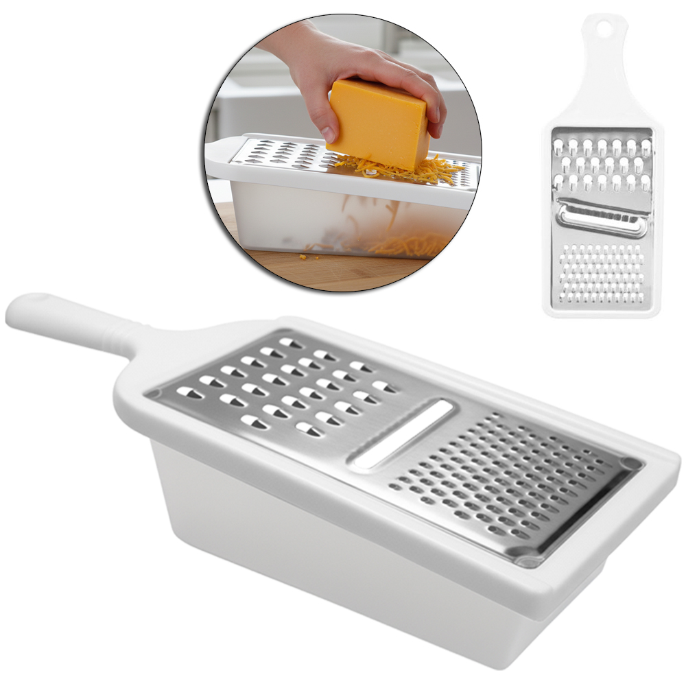 RALADOR DE INOX 1 FACE COM RESERVATORIO DE PLASTICO 29,5X11X7,5CM