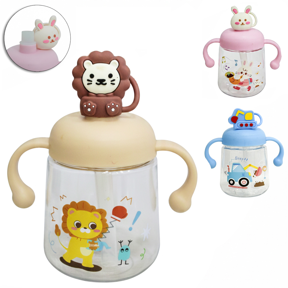 COPO BABY COM TAMPA E CANUDO + ALCA DE PLASTICO 350ML