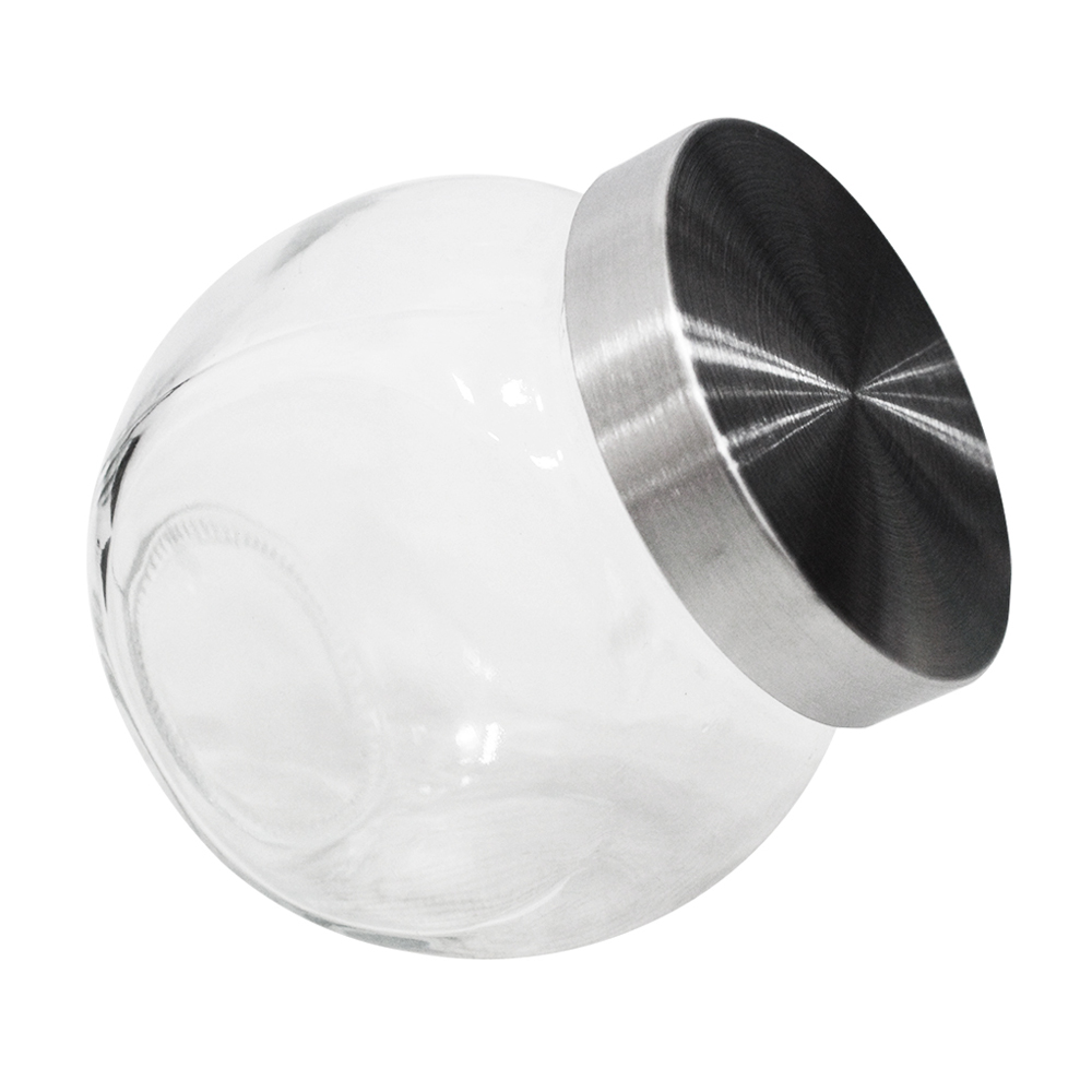 POTE BALEIRO DE VIDRO COM TAMPA DE METAL 800ML