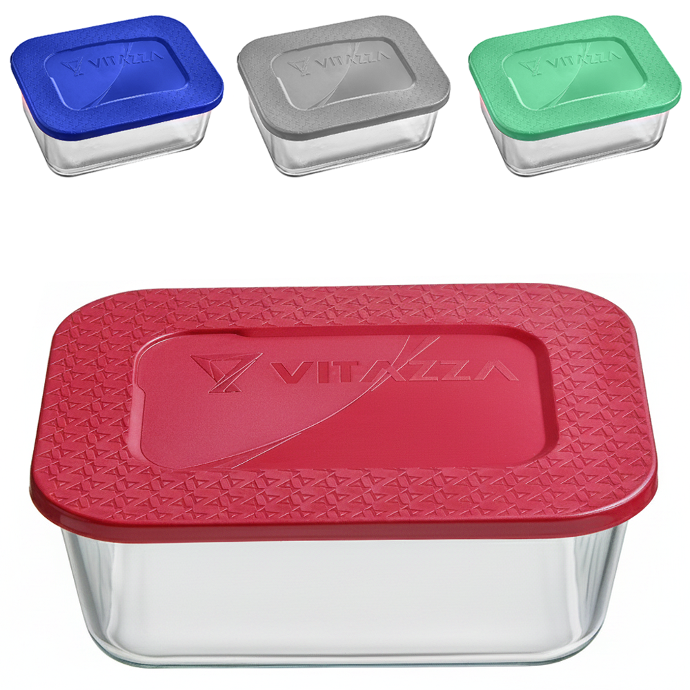 POTE DE VIDRO RETANGULAR COM TAMPA DE PLASTICO 2,4L