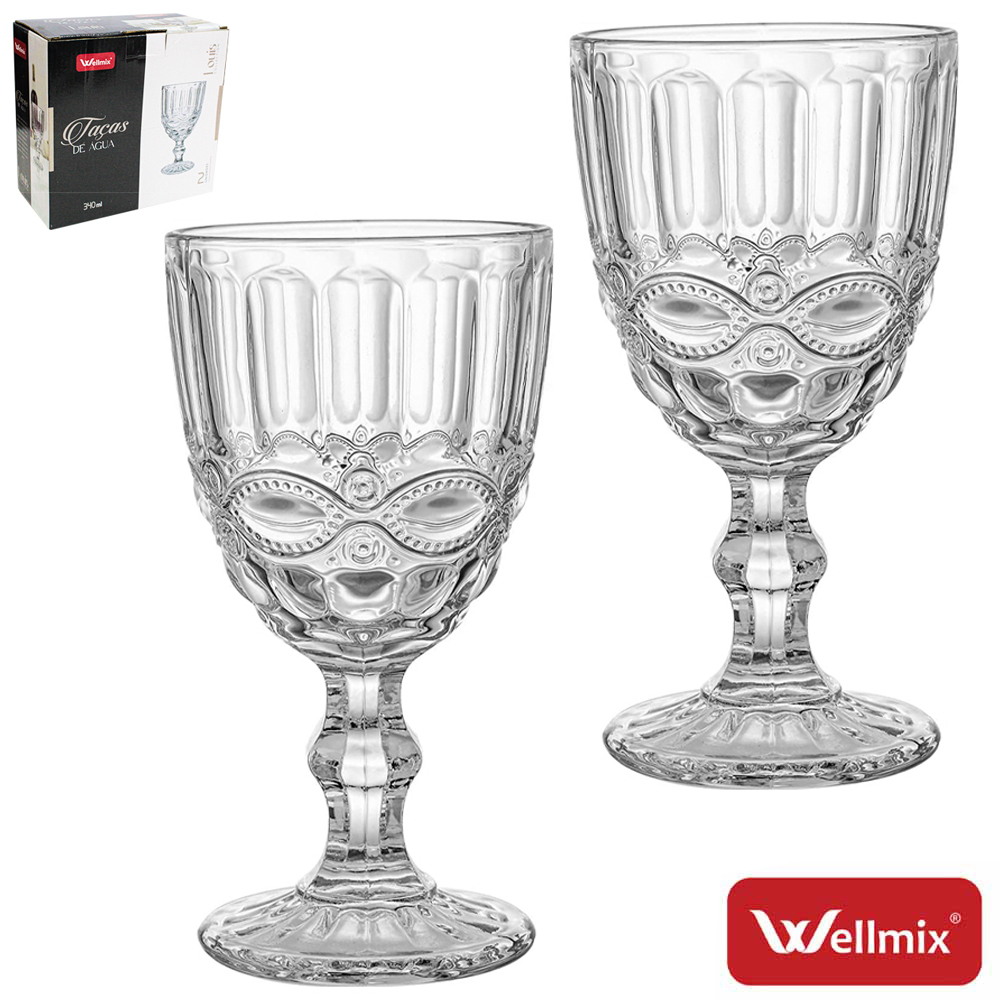 JOGO DE TACA DE VIDRO PARA AGUA / VINHO LOUIS COLLECTION TRANSPARENTE COM 2 PECAS 340ML