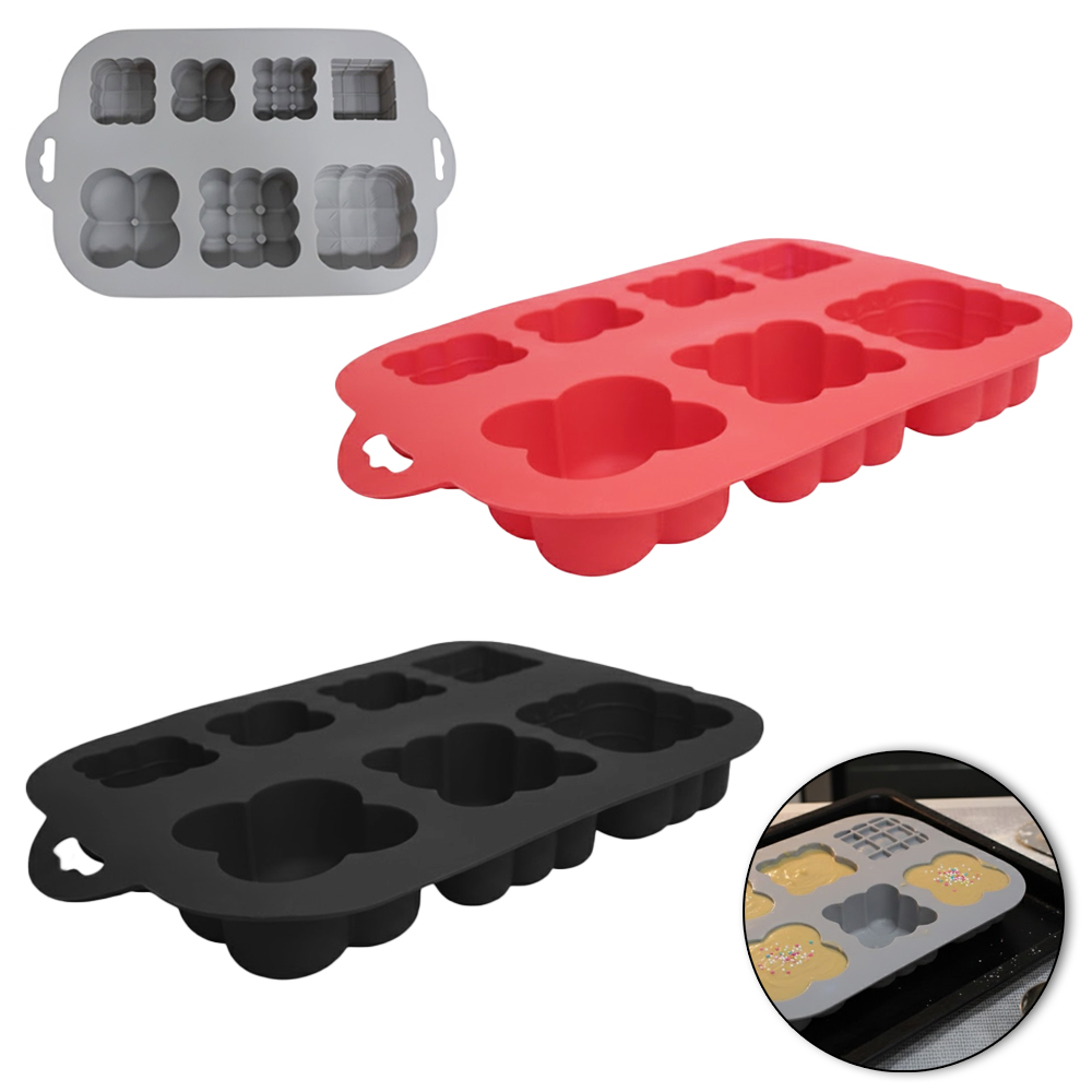 FORMA DE SILICONE RETANGULAR PARA CUPCAKE COM 6 CAVIDADES 26,5X17X3,5CM