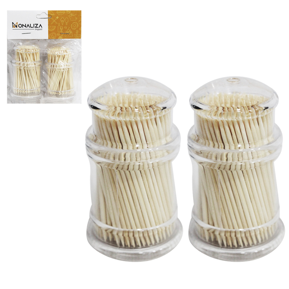 PALITEIRO DE ACRILICO COM 2 PECAS + 200 PALITOS DE BAMBU 8X4,5CM DE Ø
