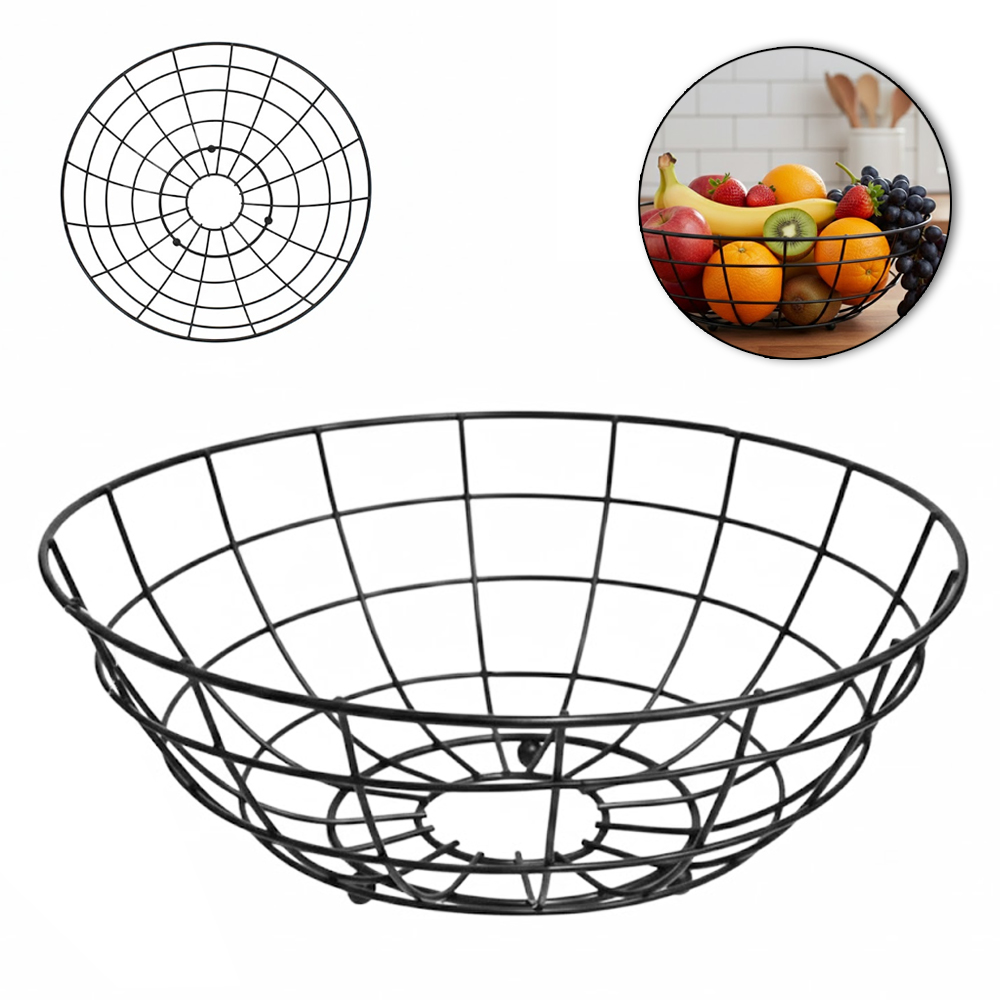 CESTA FRUTEIRA DE MESA ARAMADO REDONDA BLACK 10X28CM DE Ø