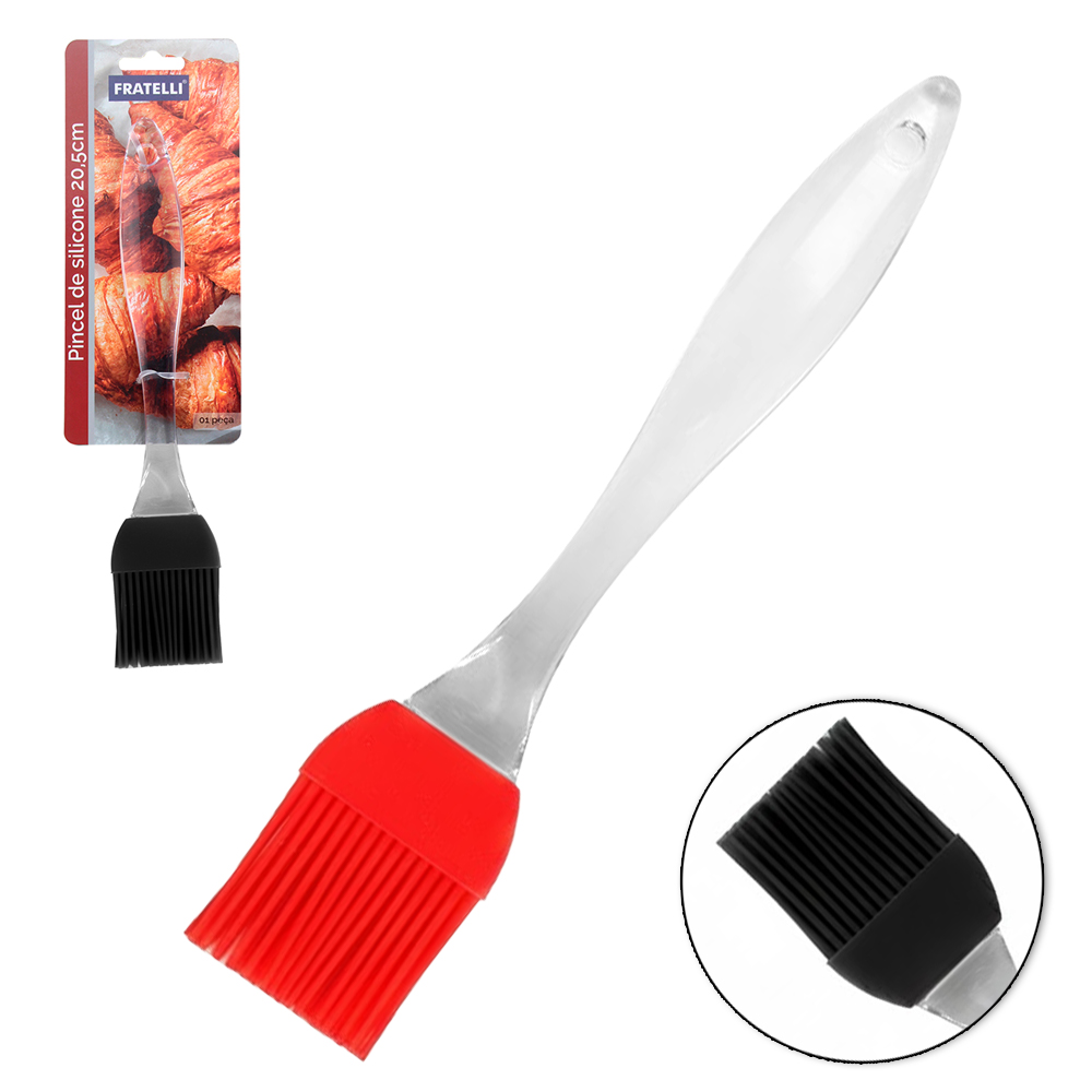 PINCEL CULINARIO DE SILICONE VERMELHO / PRETO CABO ACRILICO 20,5X4CM