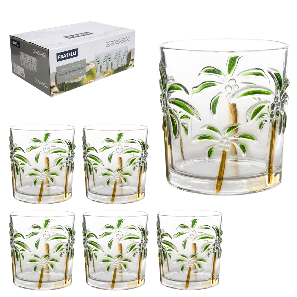 JOGO DE COPO DE VIDRO WHISKY PALMER COM 6 PECAS 310ML