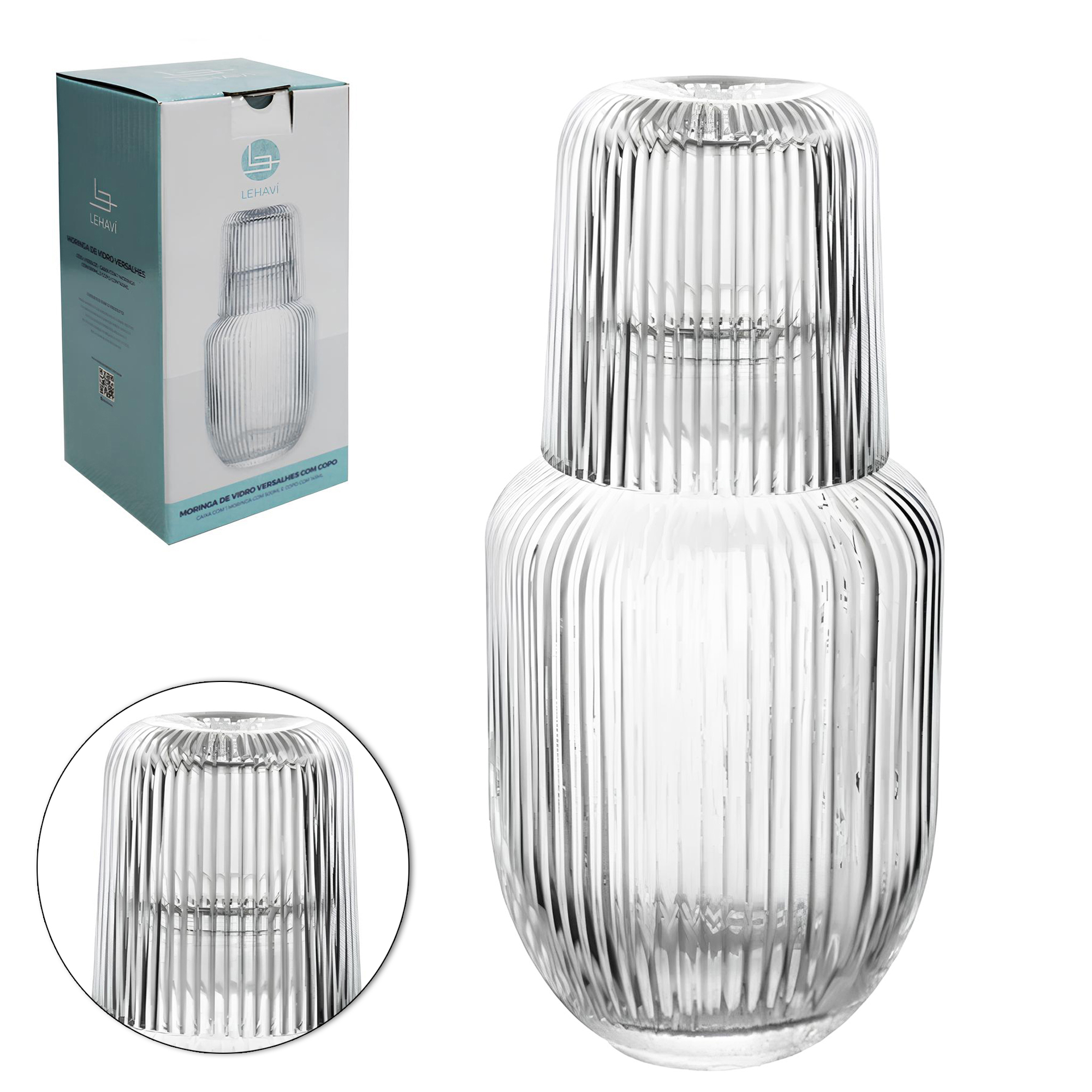 MORINGA DE VIDRO 500ML COM COPO 145ML VERSALHES