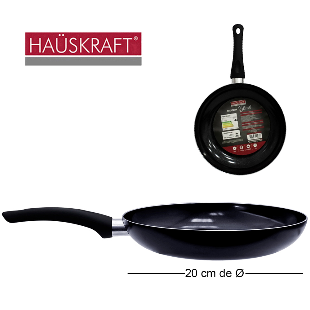FRIGIDEIRA REVESTIDA CERAMICA ANTIADERENTE CABO EMBORRACHADO BLACK HAUSKRAFT 20CM DE Ø 700ML
