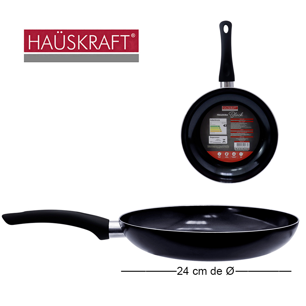 FRIGIDEIRA REVESTIDA CERAMICA ANTIADERENTE CABO EMBORRACHADO BLACK HAUSKRAFT 24CM DE Ø 1,3L