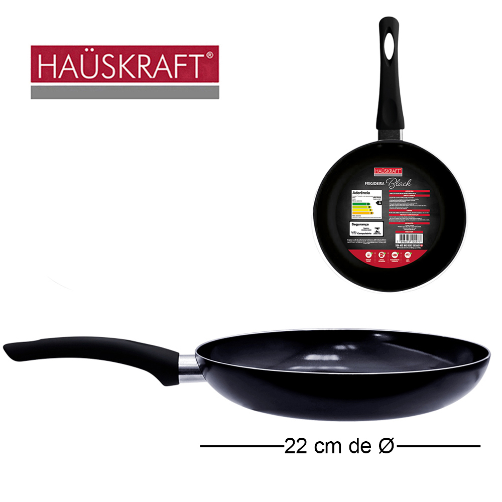 FRIGIDEIRA REVESTIDA CERAMICA ANTIADERENTE CABO EMBORRACHADO BLACK HAUSKRAFT 22CM DE Ø 1L