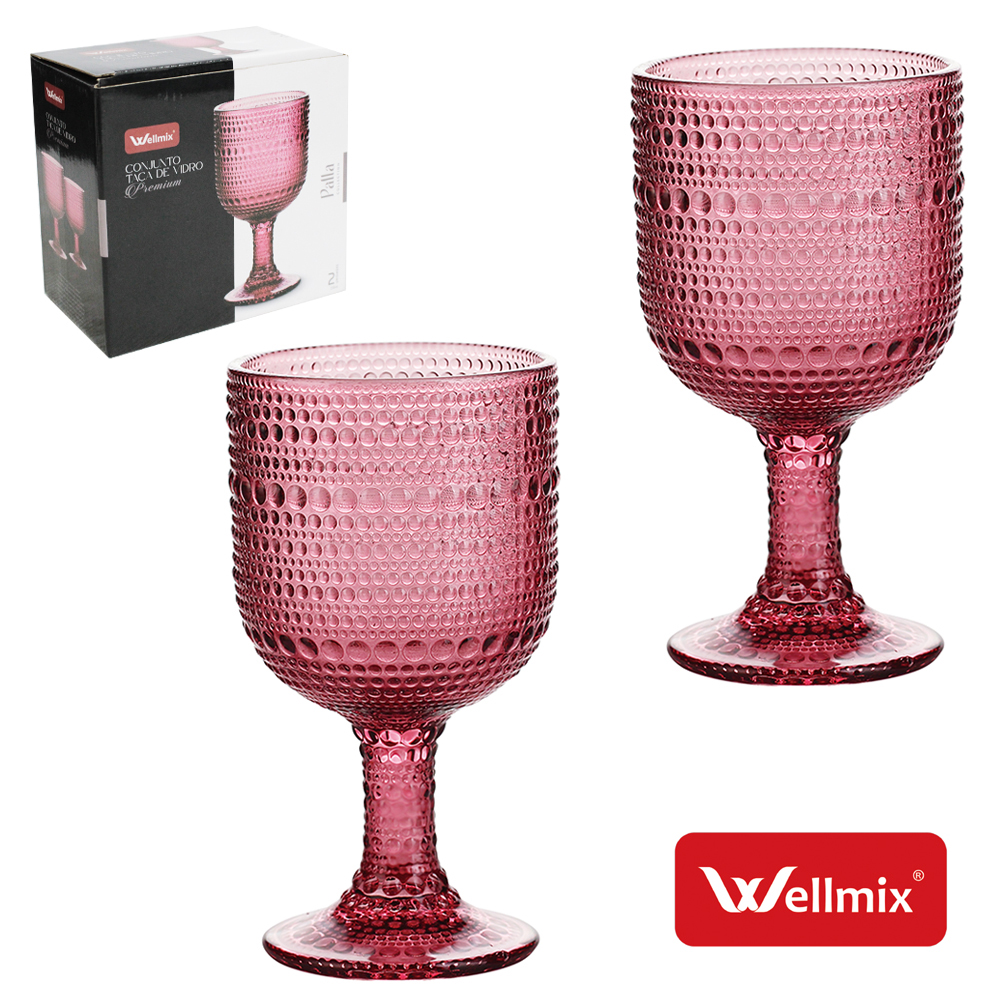 JOGO DE TACA DE VIDRO PARA AGUA / VINHO PREMIUM PALLA COLLECTION MARSALA COM 2 PECAS 255ML