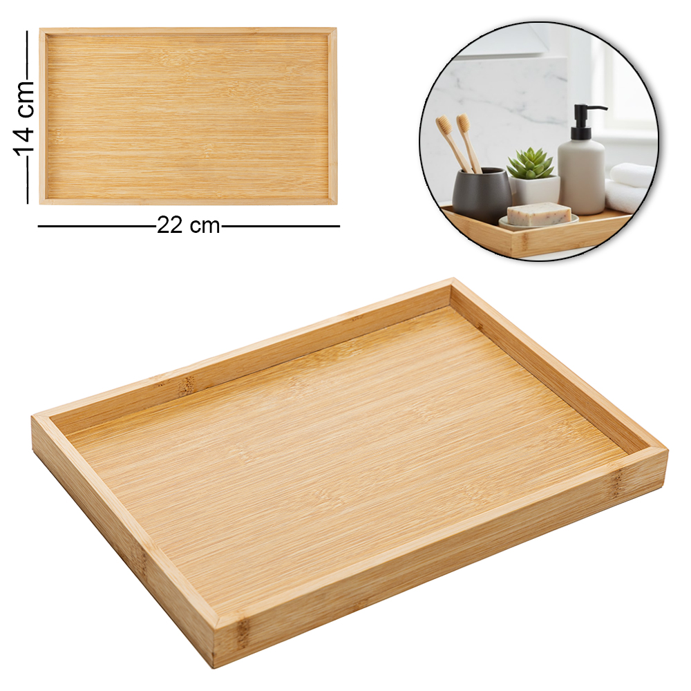 BANDEJA DE BAMBU RETANGULAR NATURE 22X14X2,5CM